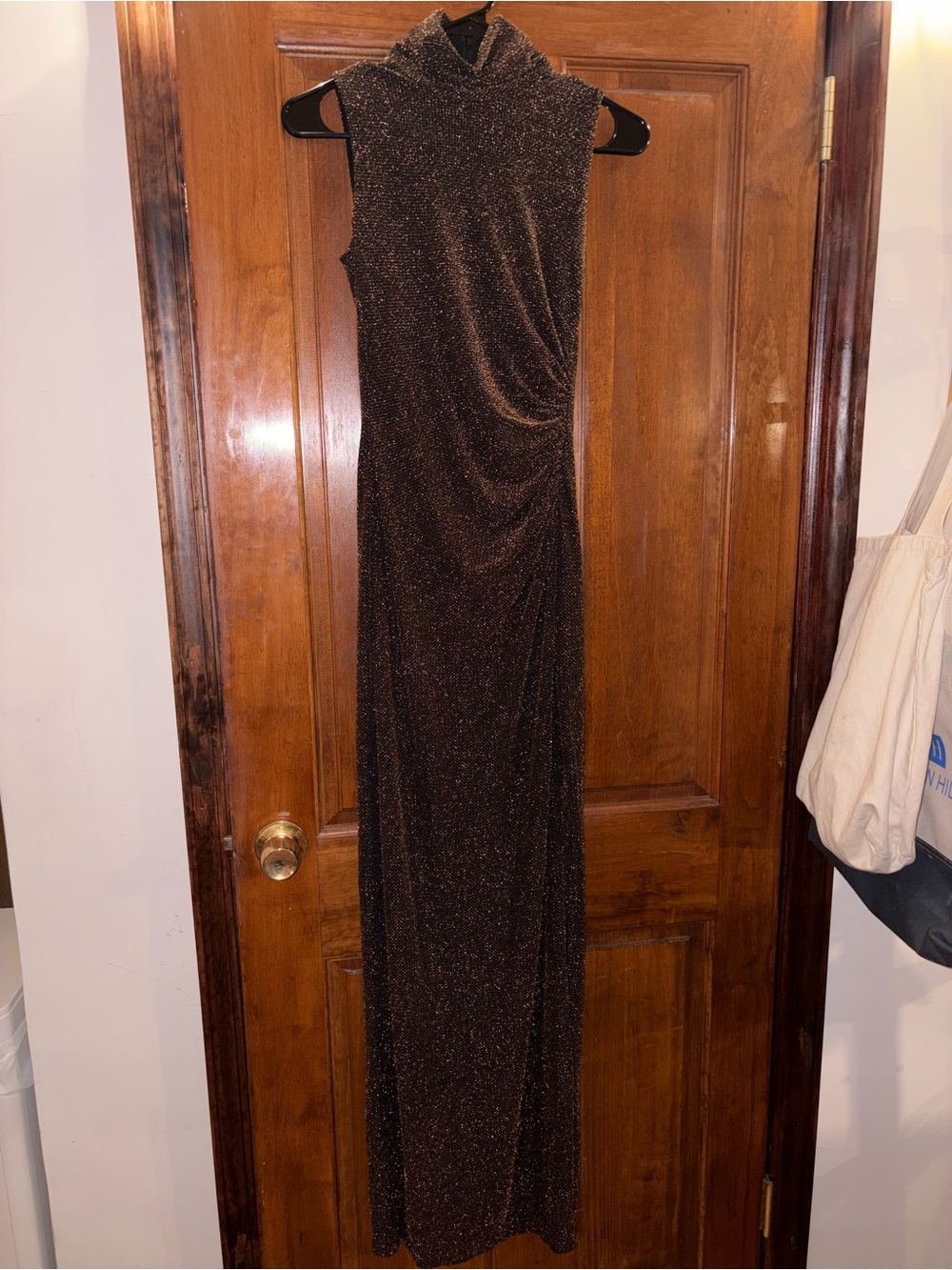 Lauren Ralph Lauren Sleeveless Metallic Brown Maxi Dress